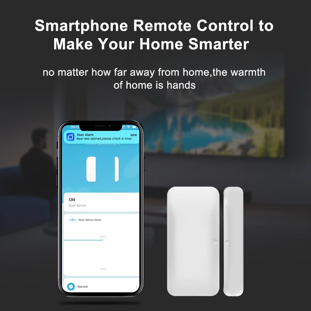 Capteur de porte/fenêtre sans fil, mini détecteur de porte intelligent pour la maison, système d'alarme de porte ouverte/fermée pour Alexa – Image 7